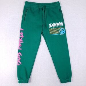 Bob Marley Shoe Palace Jammin Jogger Sweatpants XL Green Graphic Streetwear